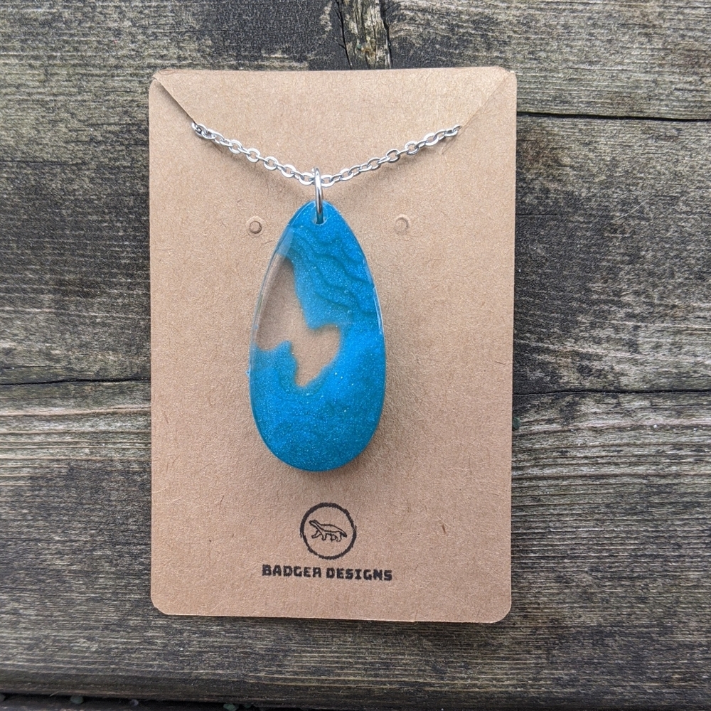 Topographic 3D Water Map Chart necklace